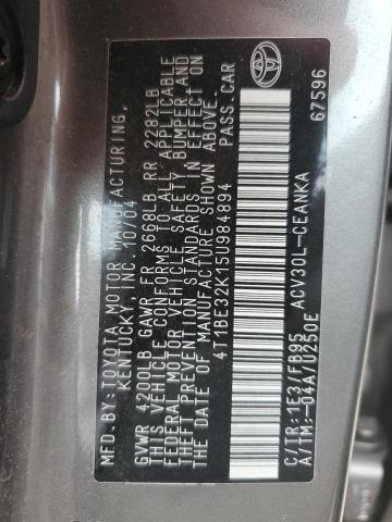 Photo 10 from auction – 2005 TOYOTA CAMRY with VIN 4T1BE32K15U984894