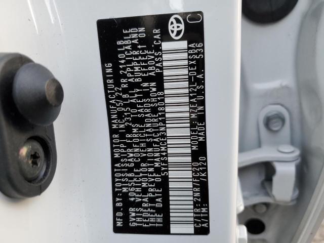 Photo 10 from auction – 2022 TOYOTA COROLLA SE with VIN 5YFS4MCE3NP118018