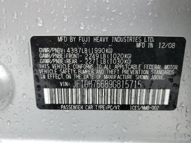 Photo 10 from auction – 2009 SUBARU IMPREZA WR with VIN JF1GH76689G815715