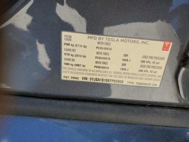 Photo 10 from auction – 2014 TESLA MODEL S with VIN 5YJSA1S10EFP60908