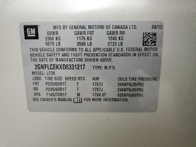 Photo 10 from auction – 2013 CHEVROLET EQUINOX LS with VIN 2GNFLCEKXD6331217