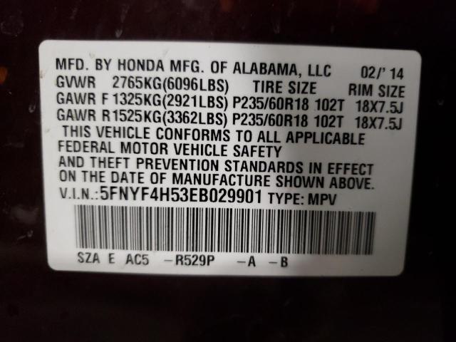Фото 10 с аукциона – 2014 HONDA PILOT EXL с VIN 5FNYF4H53EB029901