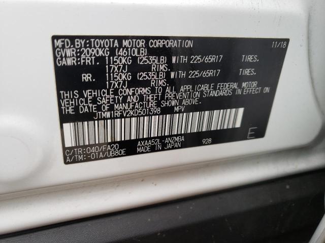 Photo 10 from auction – 2019 TOYOTA RAV4 XLE with VIN JTMW1RFV2KD501398