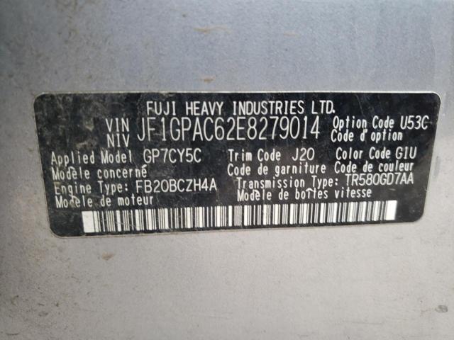 Photo 10 from auction – 2014 SUBARU IMPREZA PR with VIN JF1GPAC62E8279014
