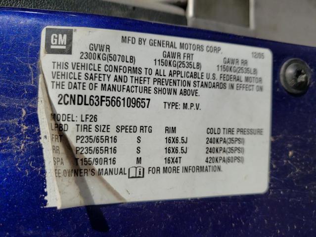 Photo 10 from auction – 2006 CHEVROLET EQUINOX LT with VIN 2CNDL63F566109657