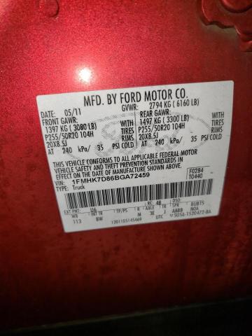 Photo 10 from auction – 2011 FORD EXPLORER X with VIN 1FMHK7D86BGA72459