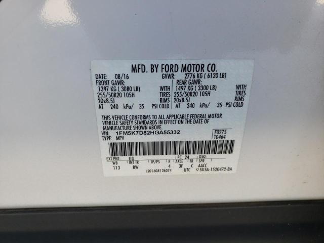 Photo 10 from auction – 2017 FORD EXPLORER X with VIN 1FM5K7D82HGA55332
