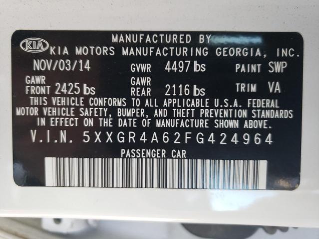 Photo 10 from auction – 2015 KIA OPTIMA SX with VIN 5XXGR4A62FG424964
