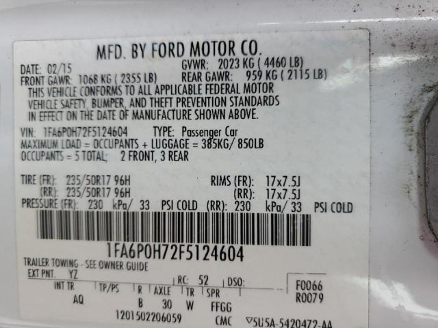Photo 10 from auction – 2015 FORD FUSION SE with VIN 1FA6P0H72F5124604