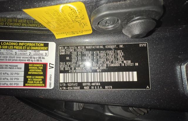 Photo 10 from auction – 2012 TOYOTA VENZA LE with VIN 4T3ZK3BB0CU047210