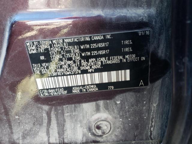 Photo 10 from auction – 2016 TOYOTA RAV4 XLE with VIN 2T3RFREV1GW437378