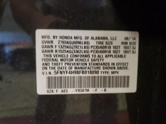 Photo 10 from auction – 2015 HONDA PILOT TOUR with VIN 5FNYF4H98FB018090