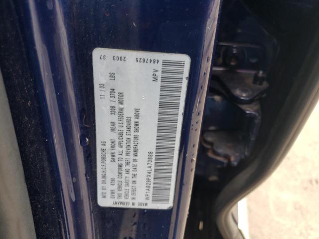 Photo 10 from auction – 2004 PORSCHE CAYENNE S with VIN WP1AB29PX4LA73888