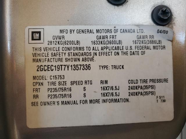 Photo 10 from auction – 2000 CHEVROLET SILVERADO with VIN 2GCEC19T7Y1357336
