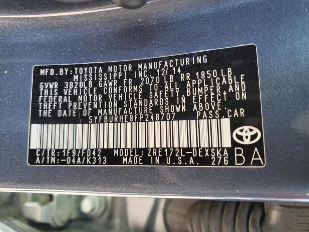 Photo 10 from auction – 2015 TOYOTA COROLLA L with VIN 5YFBURHE8FP248707