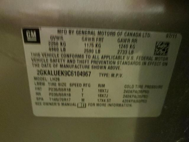 Photo 10 from auction – 2012 GMC TERRAIN SL with VIN 2GKALUEK9C6104967