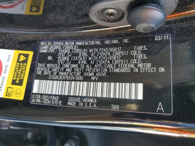 Photo 10 from auction – 2011 TOYOTA HIGHLANDER with VIN 5TDZK3EH7BS041890