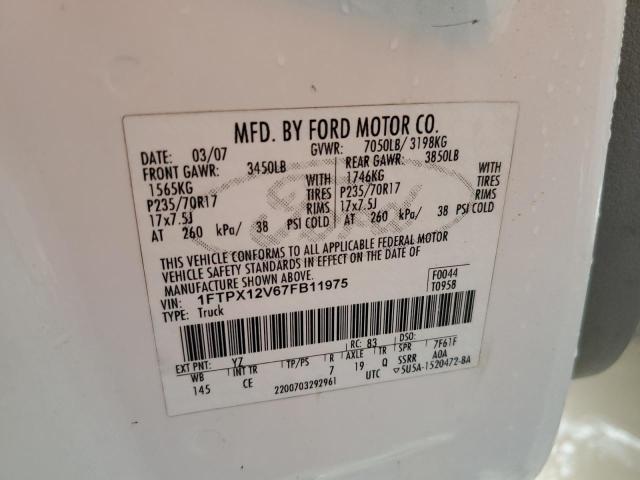 Photo 10 from auction – 2007 FORD F150 with VIN 1FTPX12V67FB11975
