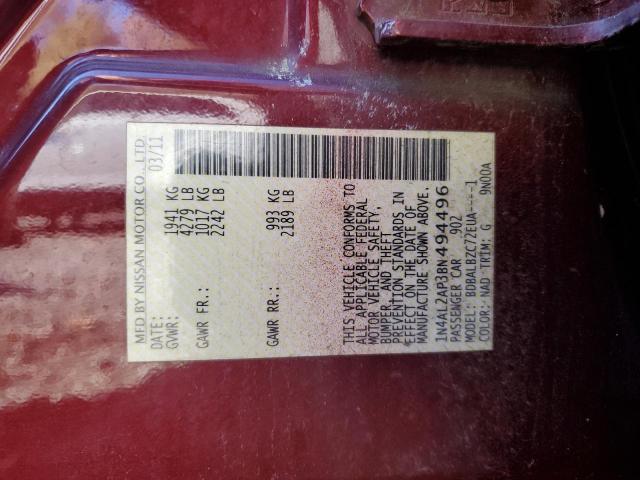 Photo 10 from auction – 2011 NISSAN ALTIMA BAS with VIN 1N4AL2AP3BN494496