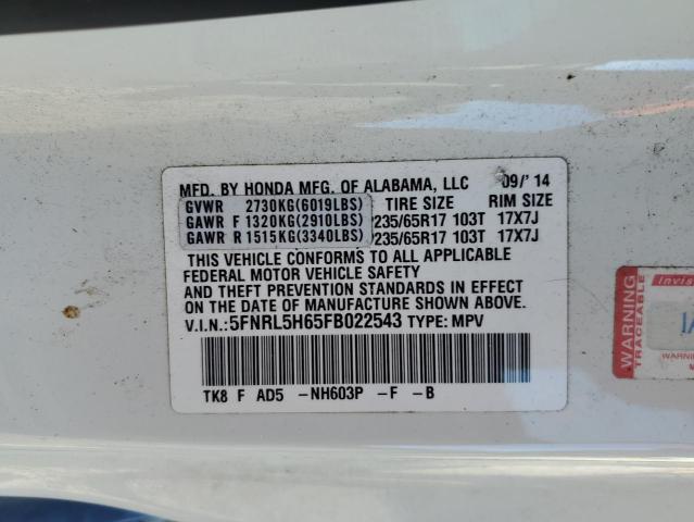 Photo 10 from auction – 2015 HONDA ODYSSEY EX with VIN 5FNRL5H65FB022543