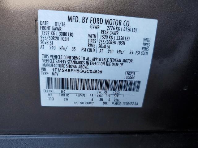 Photo 10 from auction – 2016 FORD EXPLORER L with VIN 1FM5K8FH8GGC04828