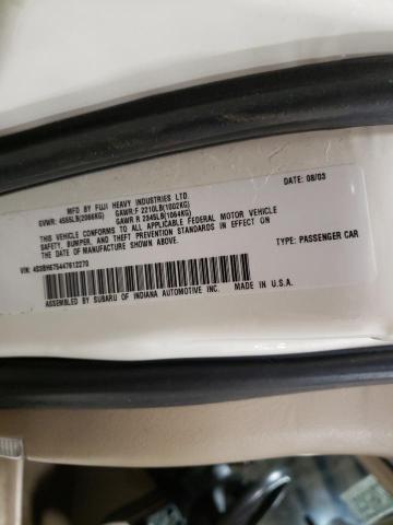 Photo 10 from auction – 2004 SUBARU LEGACY OUT with VIN 4S3BH675447612270