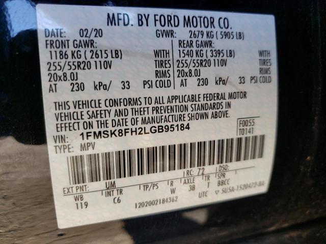 Photo 10 from auction – 2020 FORD EXPLORER L with VIN 1FMSK8FH2LGB95184