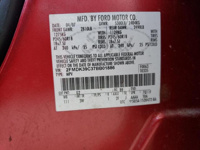 Photo 10 from auction – 2007 FORD EDGE SEL P with VIN 2FMDK39C37BB01886
