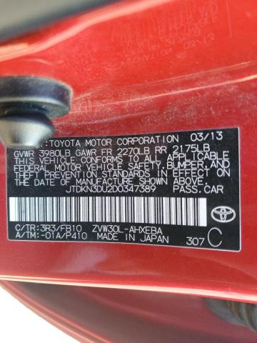 Photo 10 from auction – 2013 TOYOTA PRIUS with VIN JTDKN3DU2D0347389