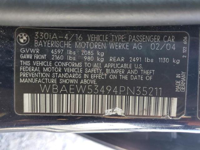 Photo 10 from auction – 2004 BMW 330 XI with VIN WBAEW53494PN35211