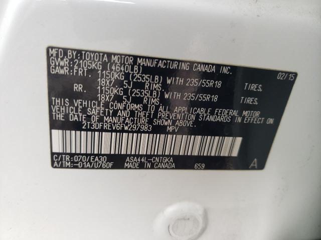 Photo 10 from auction – 2015 TOYOTA RAV4 LIMIT with VIN 2T3DFREV6FW297983
