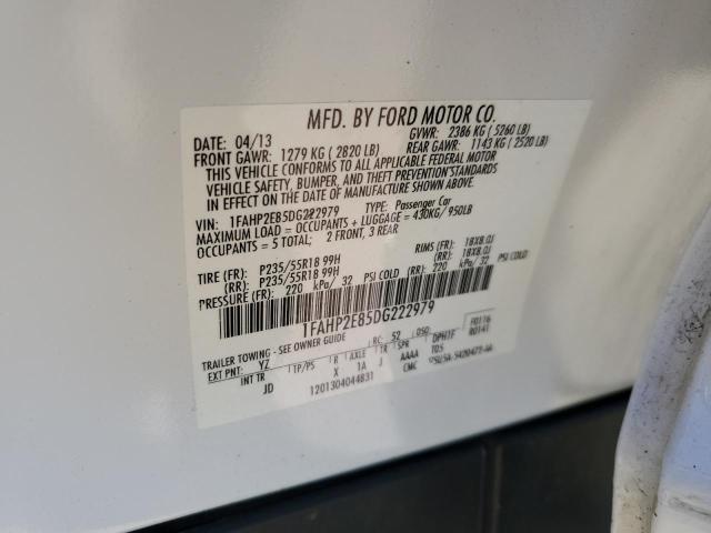 Photo 10 from auction – 2013 FORD TAURUS SEL with VIN 1FAHP2E85DG222979