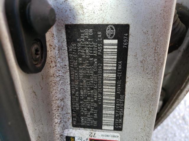 Photo 10 from auction – 2010 TOYOTA CAMRY BASE with VIN 4T4BF3EK0AR038942