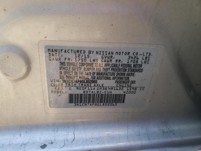 Photo 10 from auction – 2016 NISSAN VERSA S with VIN 3N1CN7AP8GL852065