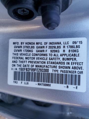Photo 10 from auction – 2015 HONDA CIVIC EX with VIN 19XFB2F89FE293300
