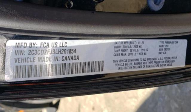 Photo 10 from auction – 2020 DODGE CHALLENGER with VIN 2C3CDZFJ3LH201854