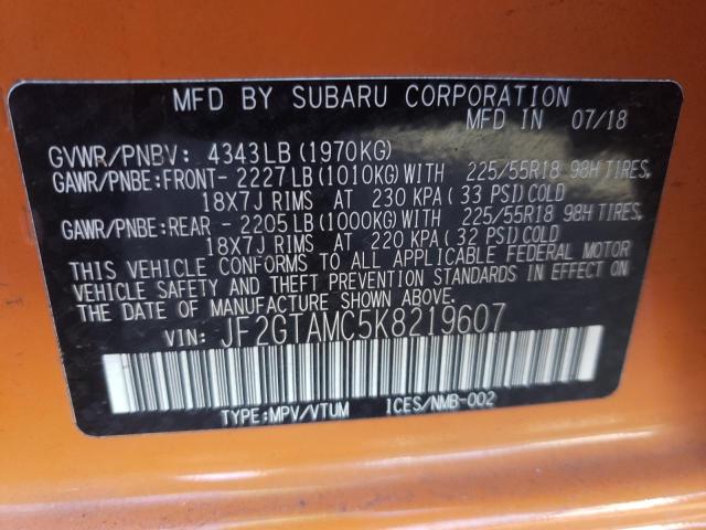 Photo 10 from auction – 2019 SUBARU CROSSTREK with VIN JF2GTAMC5K8219607