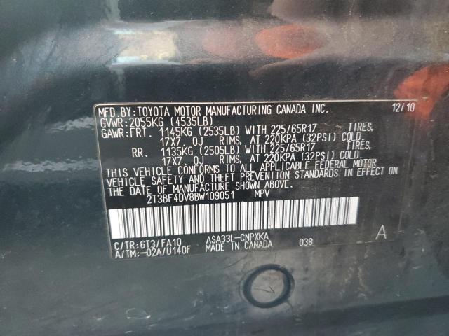 Photo 10 from auction – 2011 TOYOTA RAV4 with VIN 2T3BF4DV8BW109051