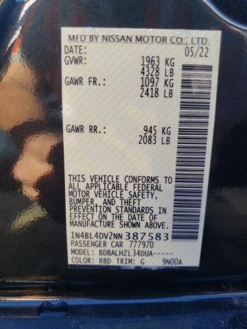 Photo 10 from auction – 2022 NISSAN ALTIMA SV with VIN 1N4BL4DV2NN387583