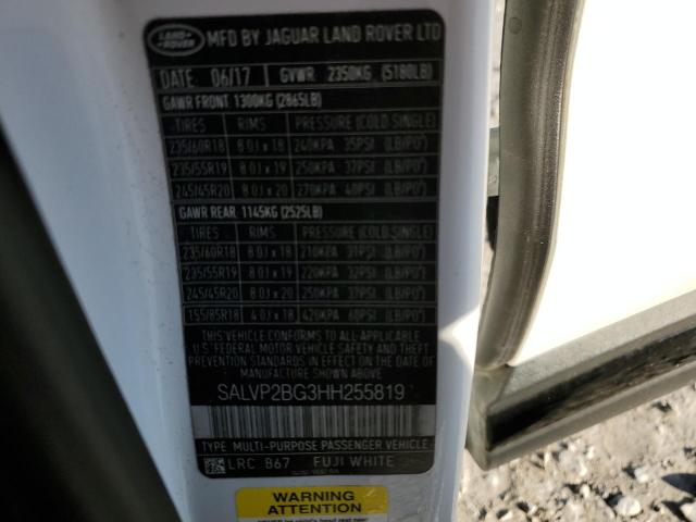 Photo 10 from auction – 2017 LAND ROVER RANGE ROVE with VIN SALVP2BG3HH255819