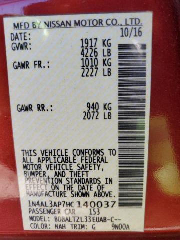 Photo 10 from auction – 2017 NISSAN ALTIMA 2.5 with VIN 1N4AL3AP7HC140037