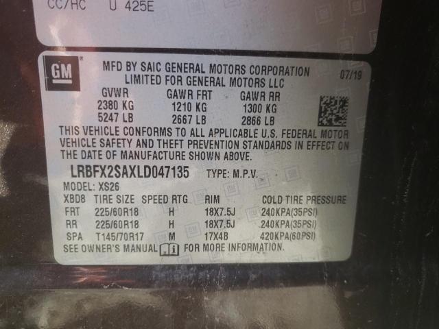 Photo 10 from auction – 2020 BUICK ENVISION E with VIN LRBFX2SAXLD047135