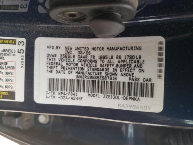 Photo 10 from auction – 2006 TOYOTA COROLLA CE with VIN 1NXBR32E86Z687816