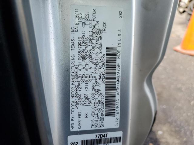 Photo 10 from auction – 2012 TOYOTA TACOMA with VIN 5TFUU4EN3CX027271