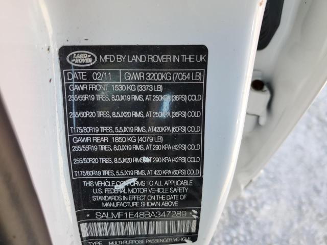 Photo 10 from auction – 2011 LAND ROVER RANGE ROVE with VIN SALMF1E48BA347289