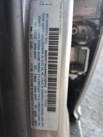 Photo 10 from auction – 2000 VOLKSWAGEN JETTA GLS with VIN 3VWSC29M4YM100996