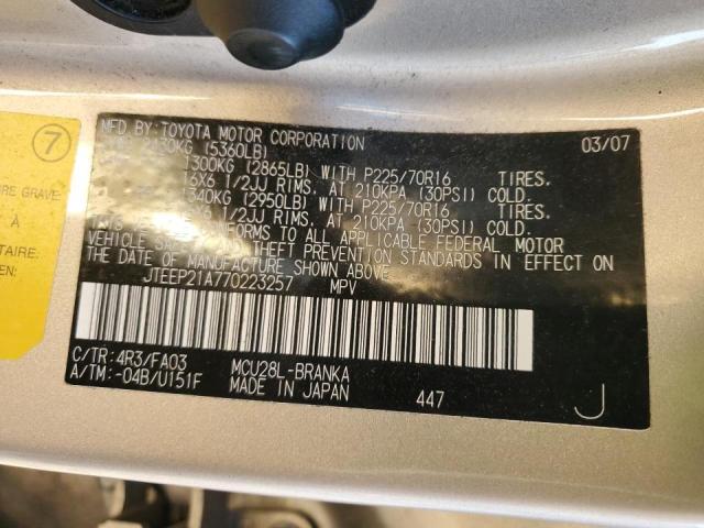 Photo 10 from auction – 2007 TOYOTA HIGHLANDER with VIN JTEEP21A770223257