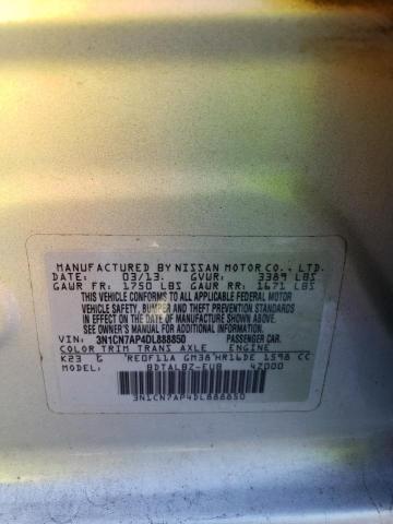 Photo 10 from auction – 2013 NISSAN VERSA S with VIN 3N1CN7AP4DL888850