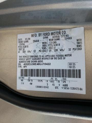 Photo 10 from auction – 2008 MERCURY MOUNTAINEE with VIN 4M2EU38E48UJ15422