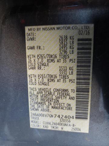 Photo 10 from auction – 2016 NISSAN FRONTIER S with VIN 1N6AD0EV7GN742404